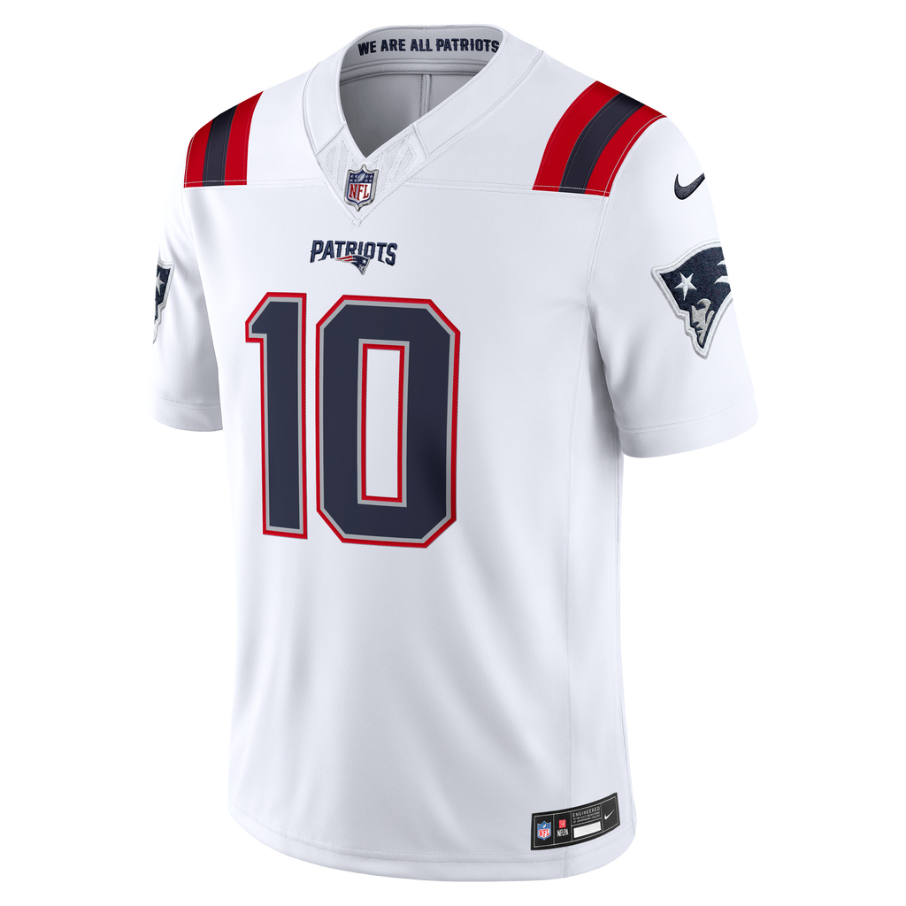 Men's New England Patriots Drake Maye Nike Red Alternate Vapor F.U.S.E. Stitched Limited Jersey