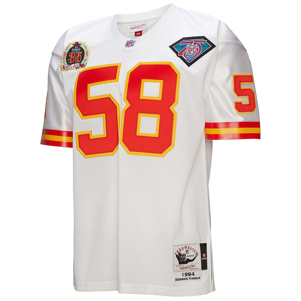 Men's Kansas City Chiefs 1994 Derrick Thomas Mitchell & Ness White Authentic Throwback Retired Player Jersey