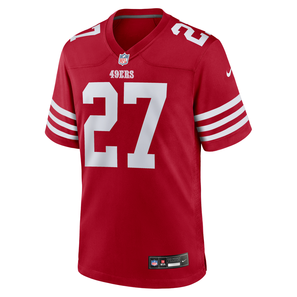 Men's San Francisco 49ers Ji'Ayir Brown Nike Scarlet Team Game Jersey