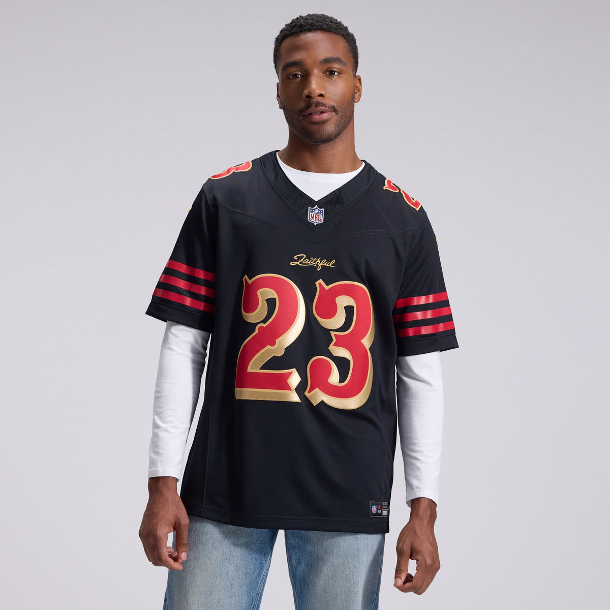 Men's San Francisco 49ers Christian McCaffrey Nike Black Rivalries Collection Stitched Limited Jersey