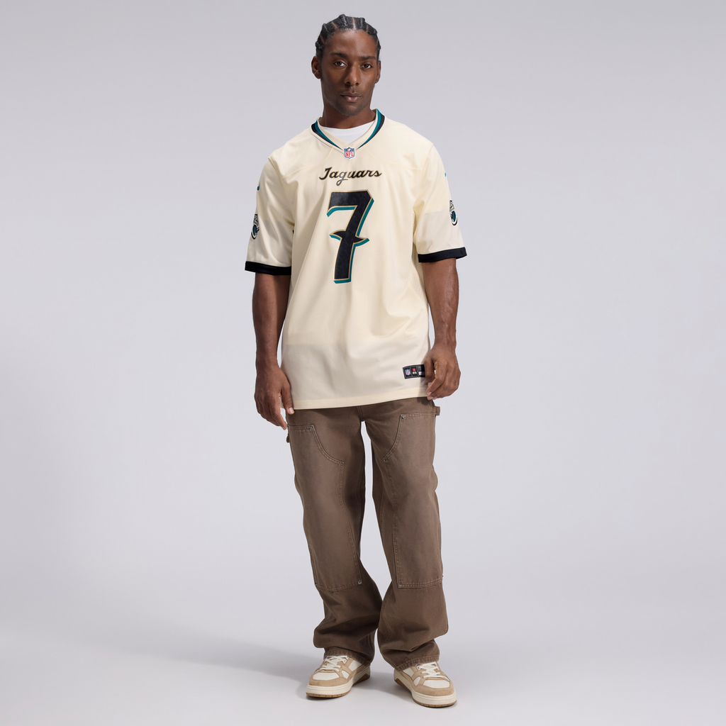 Men's Jacksonville Jaguars Brian Thomas Jr. Nike Natural 2026 Rivalries Collection Game Jersey