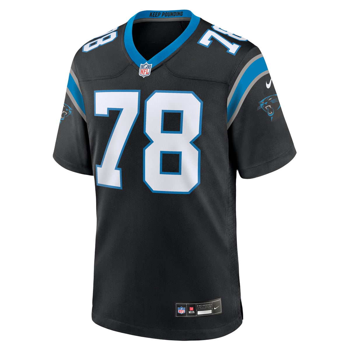 Men's Carolina Panthers Popo Aumavae Nike  Black Team Game Jersey