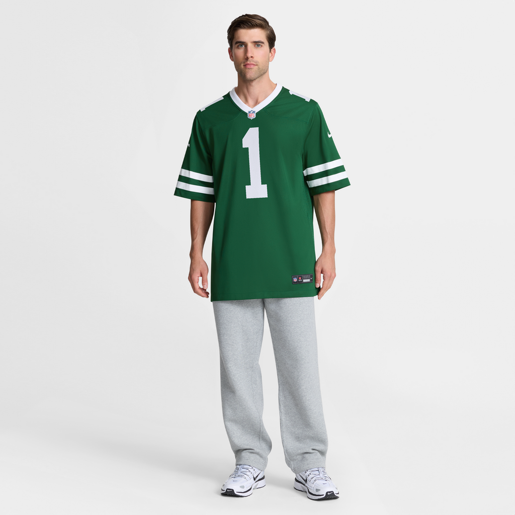 Men's New York Jets Number 1 Groom Nike Legacy Green Game Jersey