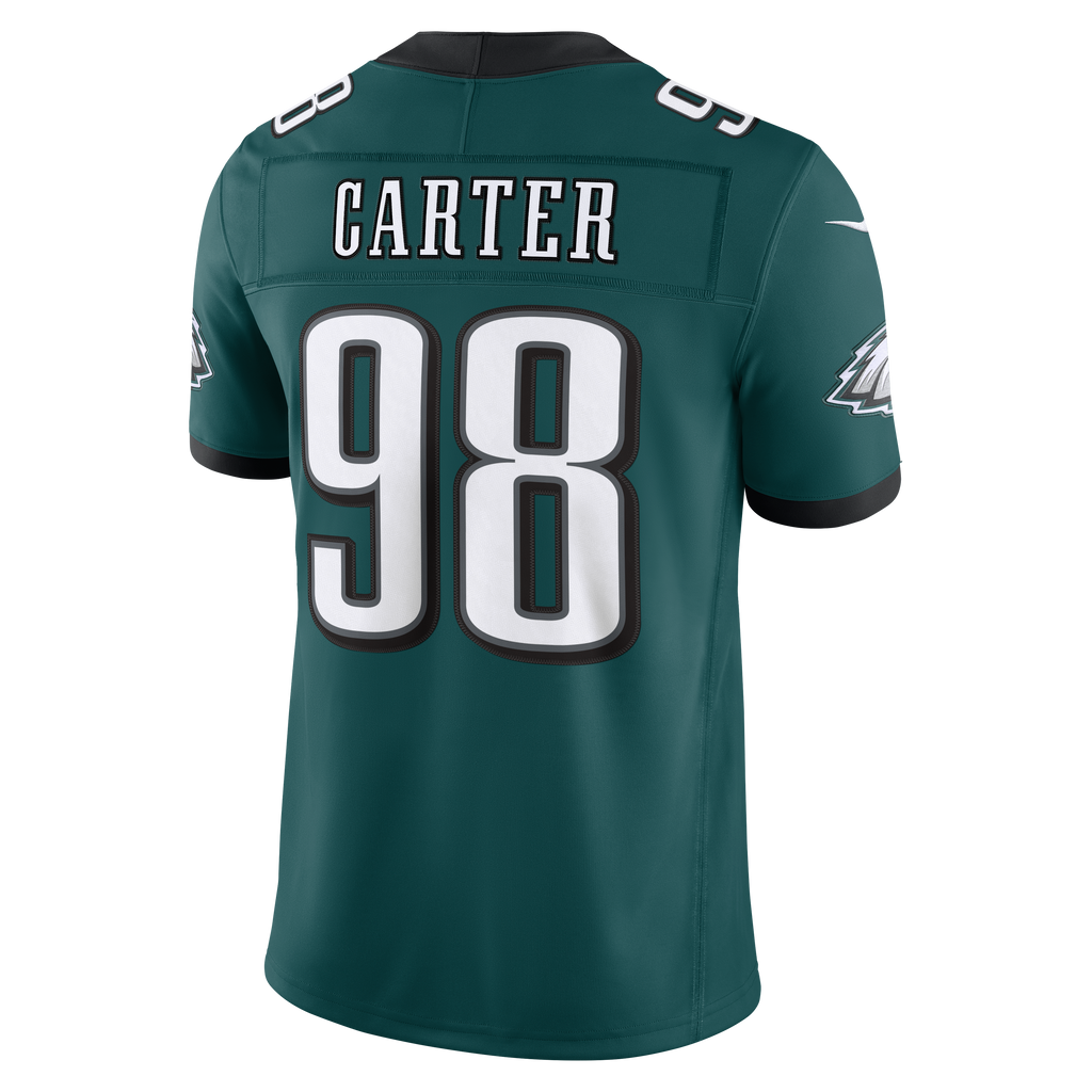 Men's Philadelphia Eagles Jalen Carter Nike Kelly Green Alternate Vapor F.U.S.E. Stitched Limited Jersey