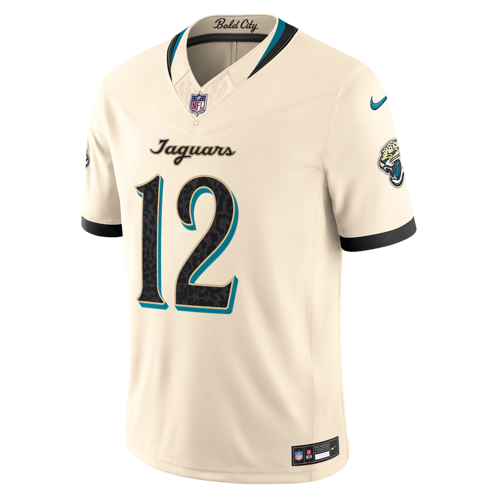 Men's Jacksonville Jaguars Travis Hunter Nike Natural 2026 Rivalries Collection Stitched Limited Jersey