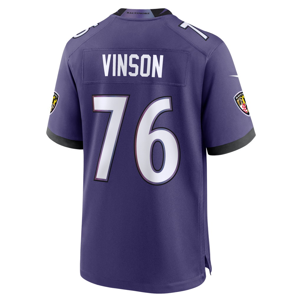 Men's Baltimore Ravens Carson Vinson Nike Purple Team Game Jersey