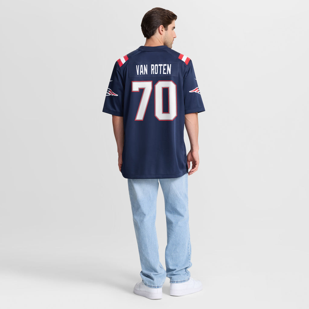 Men's New England Patriots Greg Van Roten Nike Navy Team Game Jersey