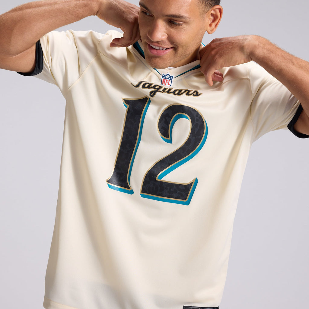 Men's Jacksonville Jaguars Travis Hunter Nike Natural 2026 Rivalries Collection Game Jersey