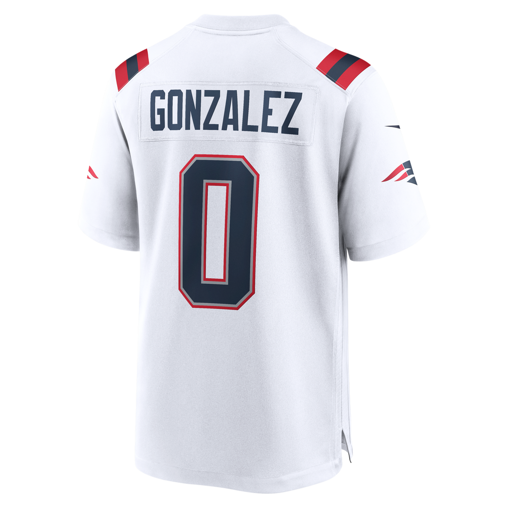 Men's New England Patriots Christian Gonzalez Nike White Game Jersey