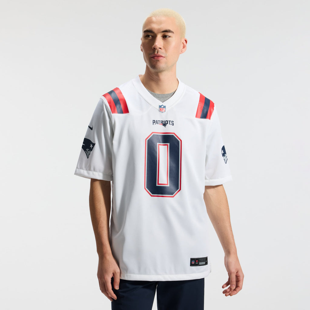 Men's New England Patriots Christian Gonzalez Nike White Game Jersey