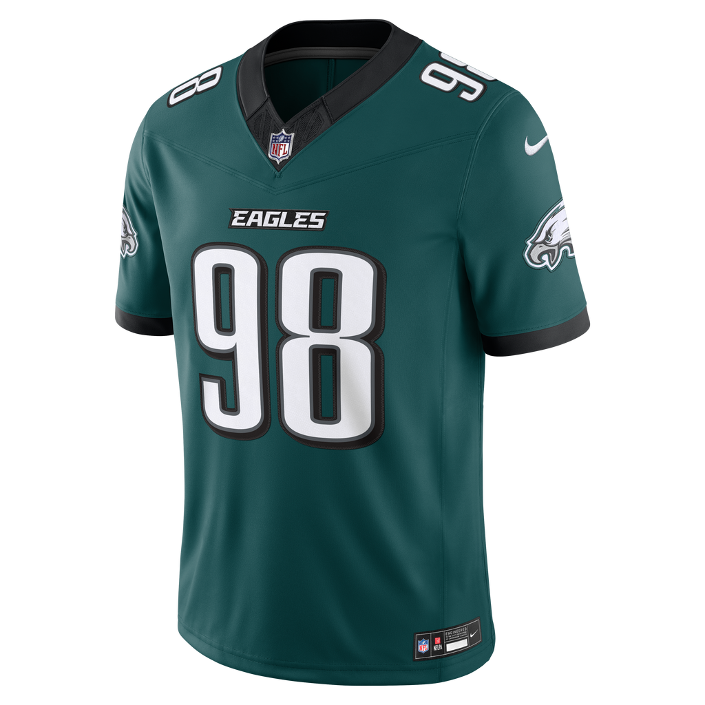 Men's Philadelphia Eagles Jalen Carter Nike Kelly Green Alternate Vapor F.U.S.E. Stitched Limited Jersey