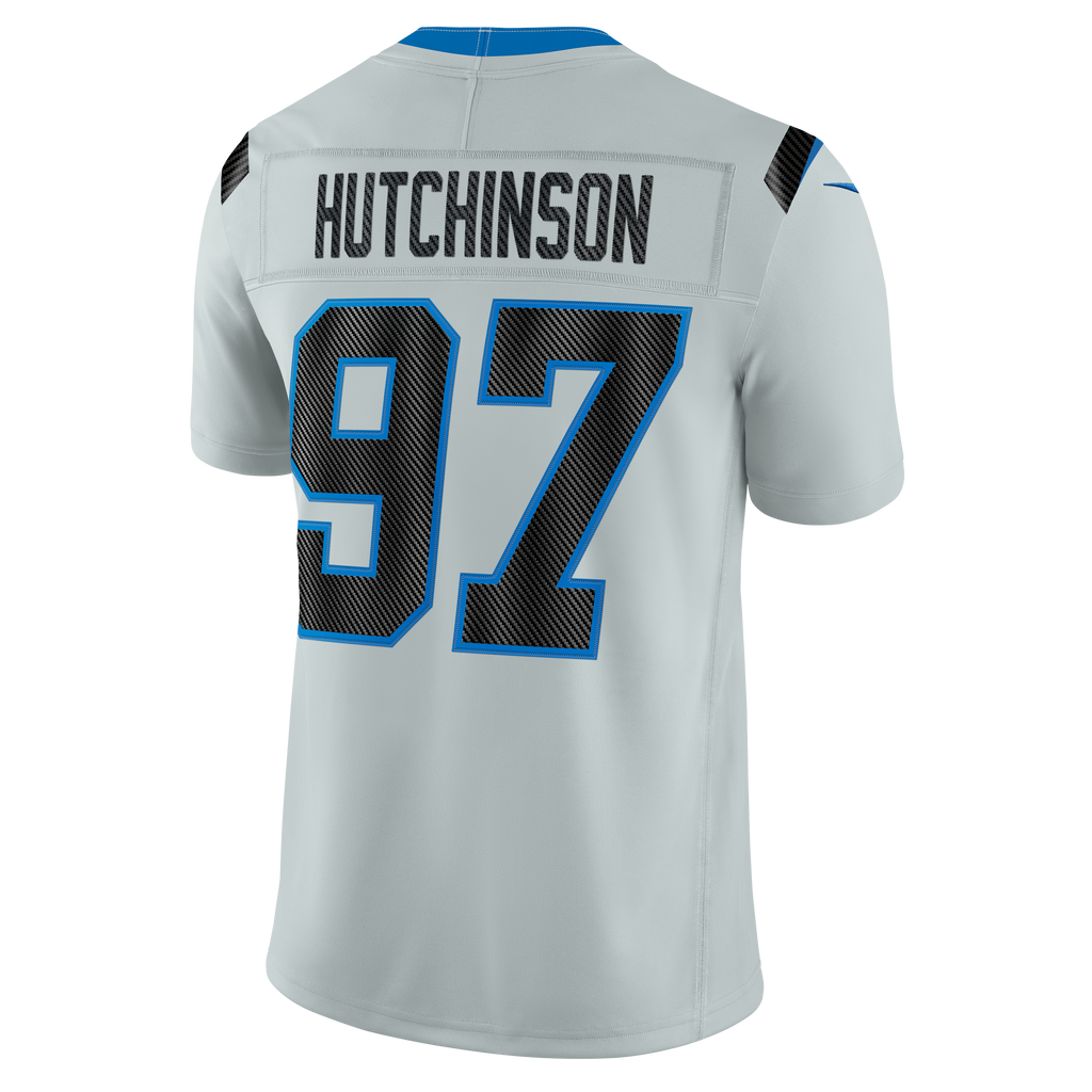 Men's Detroit Lions Aidan Hutchinson Nike Silver 2026 Rivalries Collection Stitched Limited Jersey