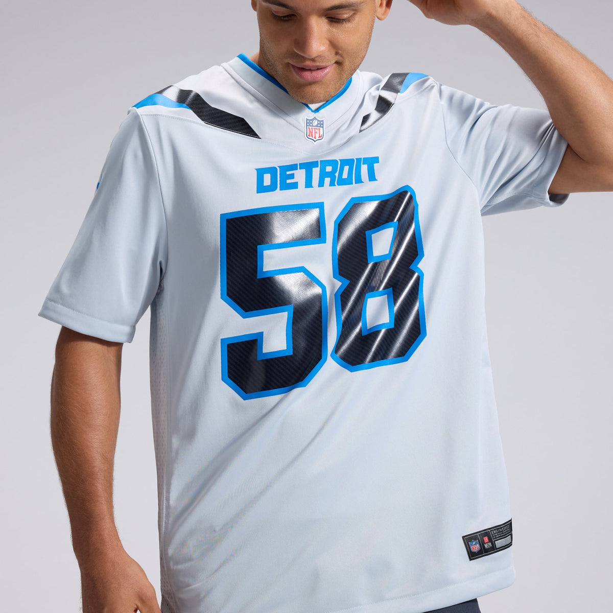 Men's Detroit Lions Penei Sewell Nike Silver 2026 Rivalries Collection Game Jersey