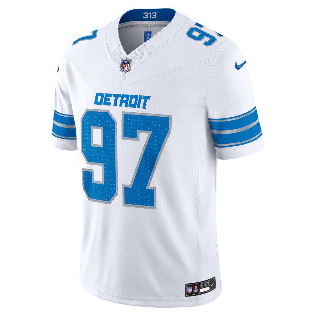Men's Detroit Lions Aidan Hutchinson Nike White Vapor F.U.S.E. Stitched Limited Jersey