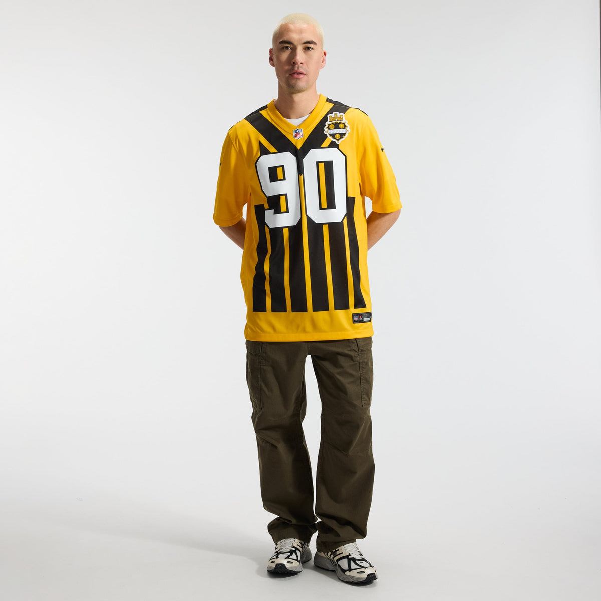 Men's Pittsburgh Steelers T.J. Watt Nike Gold Alternate 1933 Throwback Game Jersey