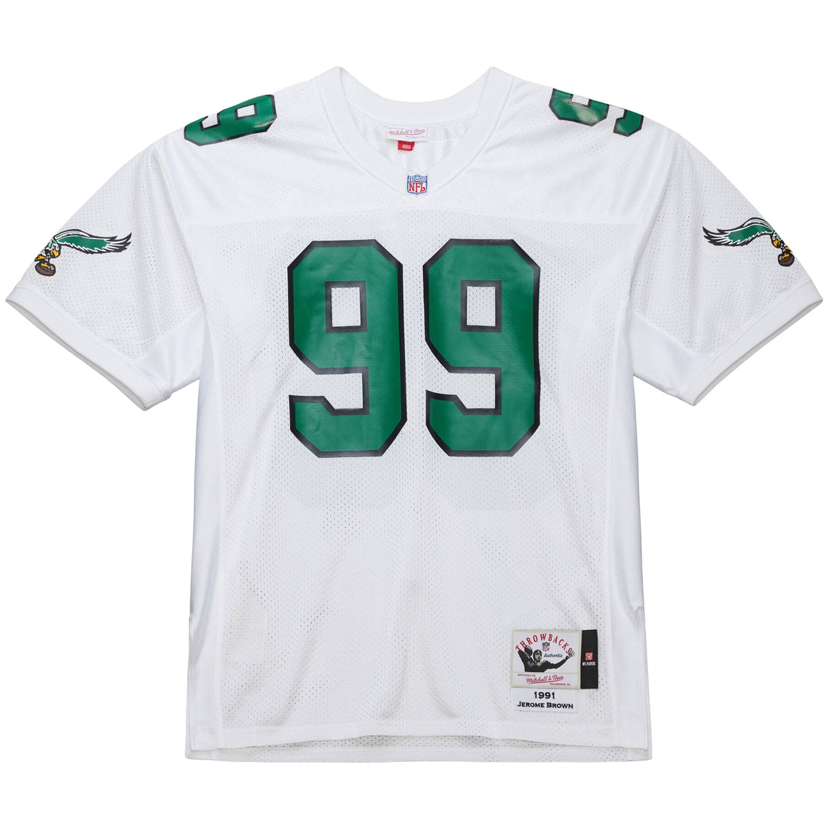 Men's Philadelphia Eagles Jerome Brown Mitchell & Ness White 1991 Authentic Throwback Retired Player Jersey