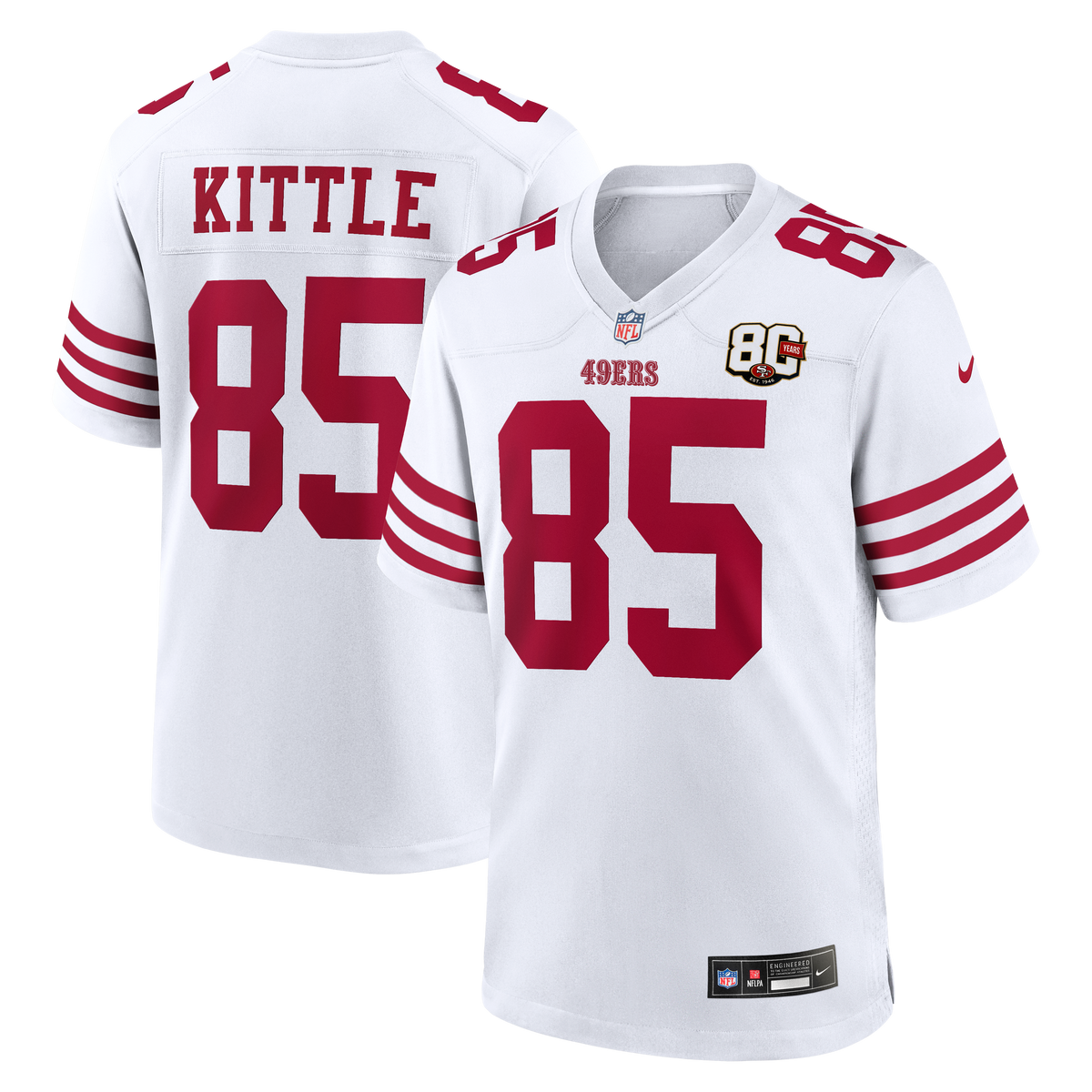 Men's San Francisco 49ers George Kittle Nike Scarlet 80th Anniversary Game Jersey