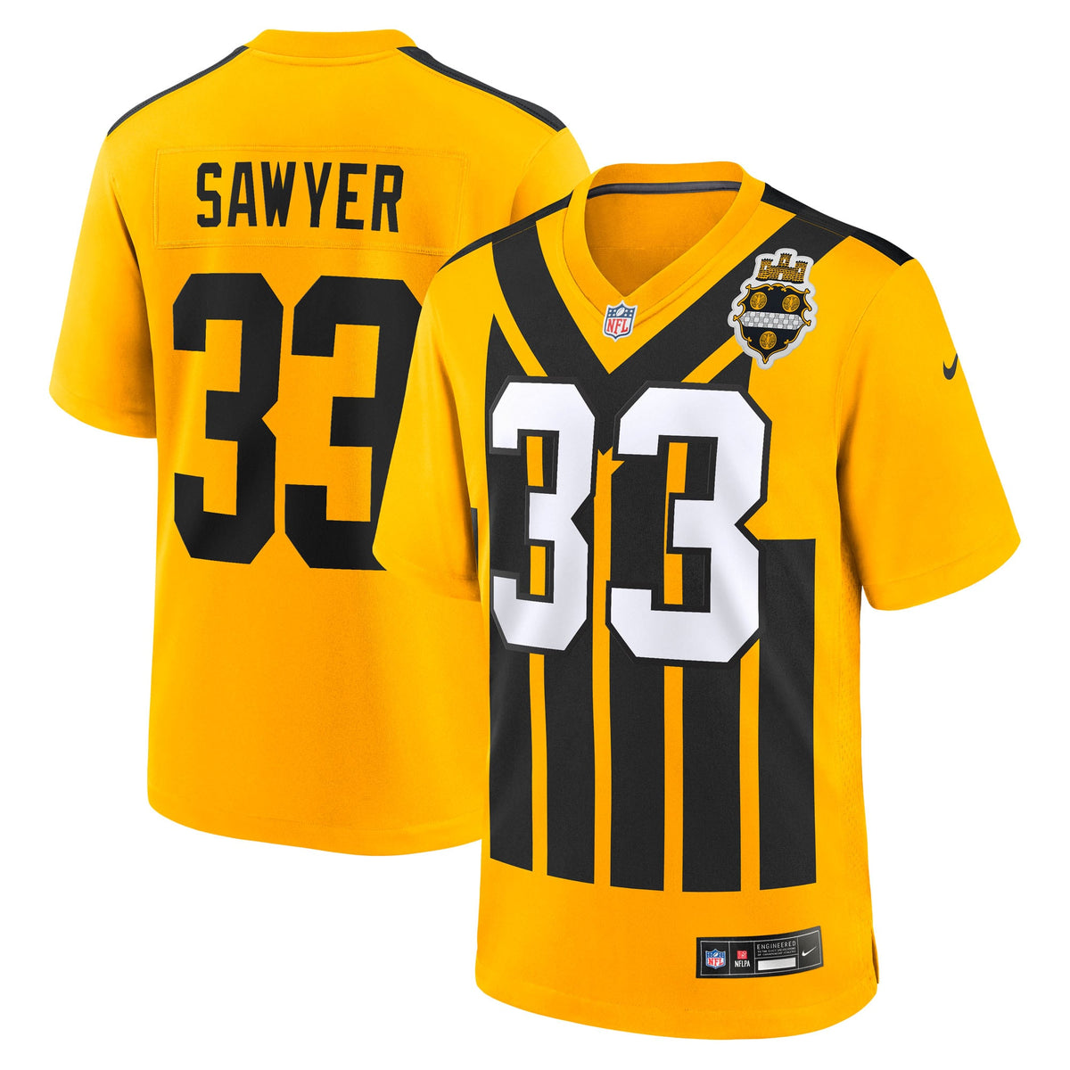 Men's Pittsburgh Steelers Jack Sawyer Nike  Gold Alternate Game Jersey