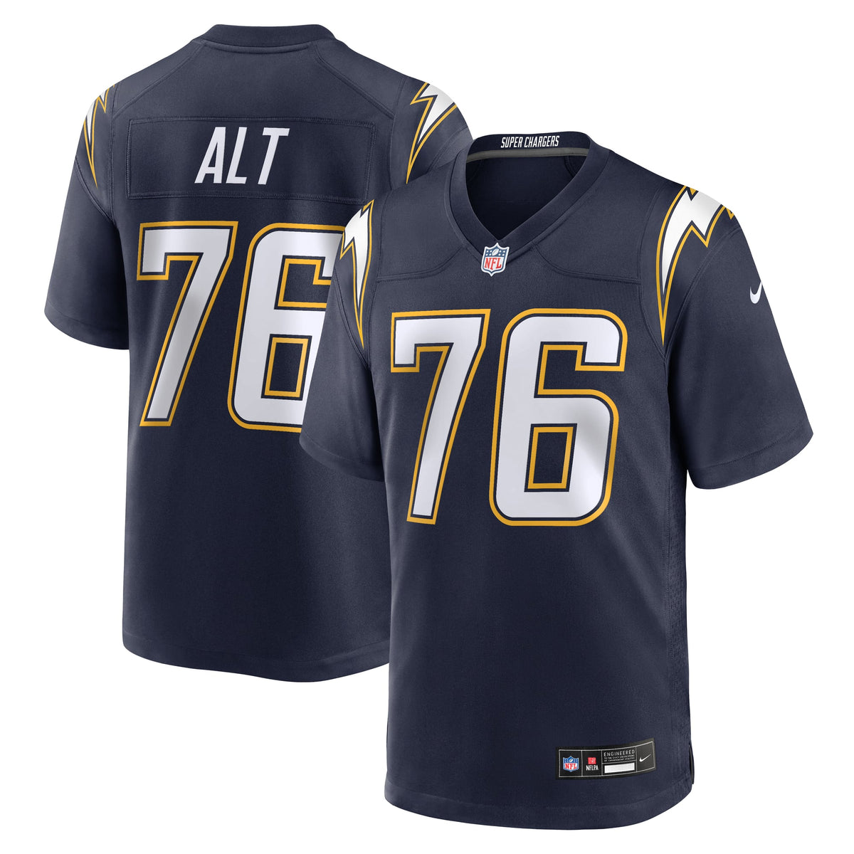 Men's Los Angeles Chargers Joe Alt Nike Gold Alternate Charger Power Game Player Jersey