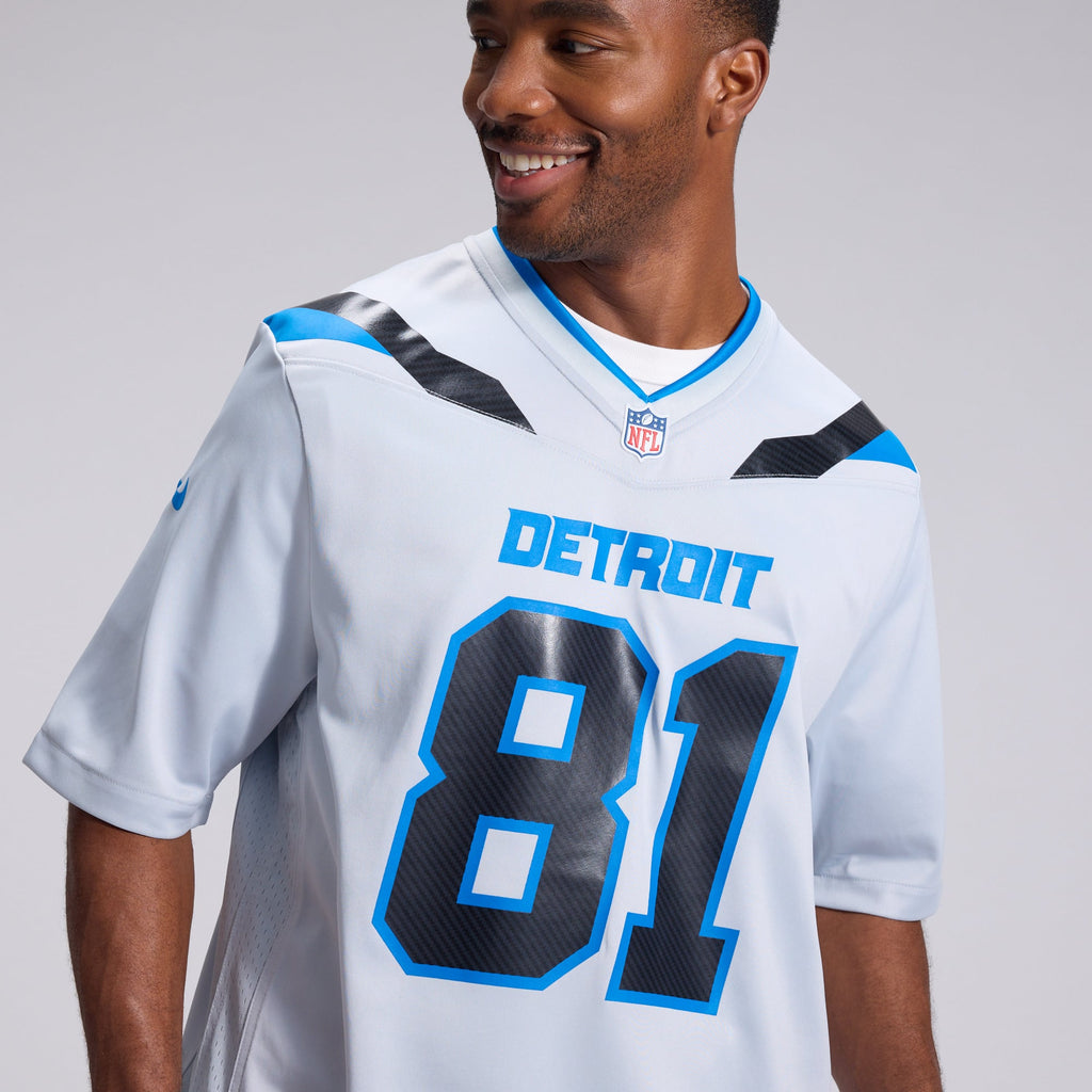 Men's Detroit Lions Calvin Johnson Nike Silver 2026 Rivalries Collection Game Jersey