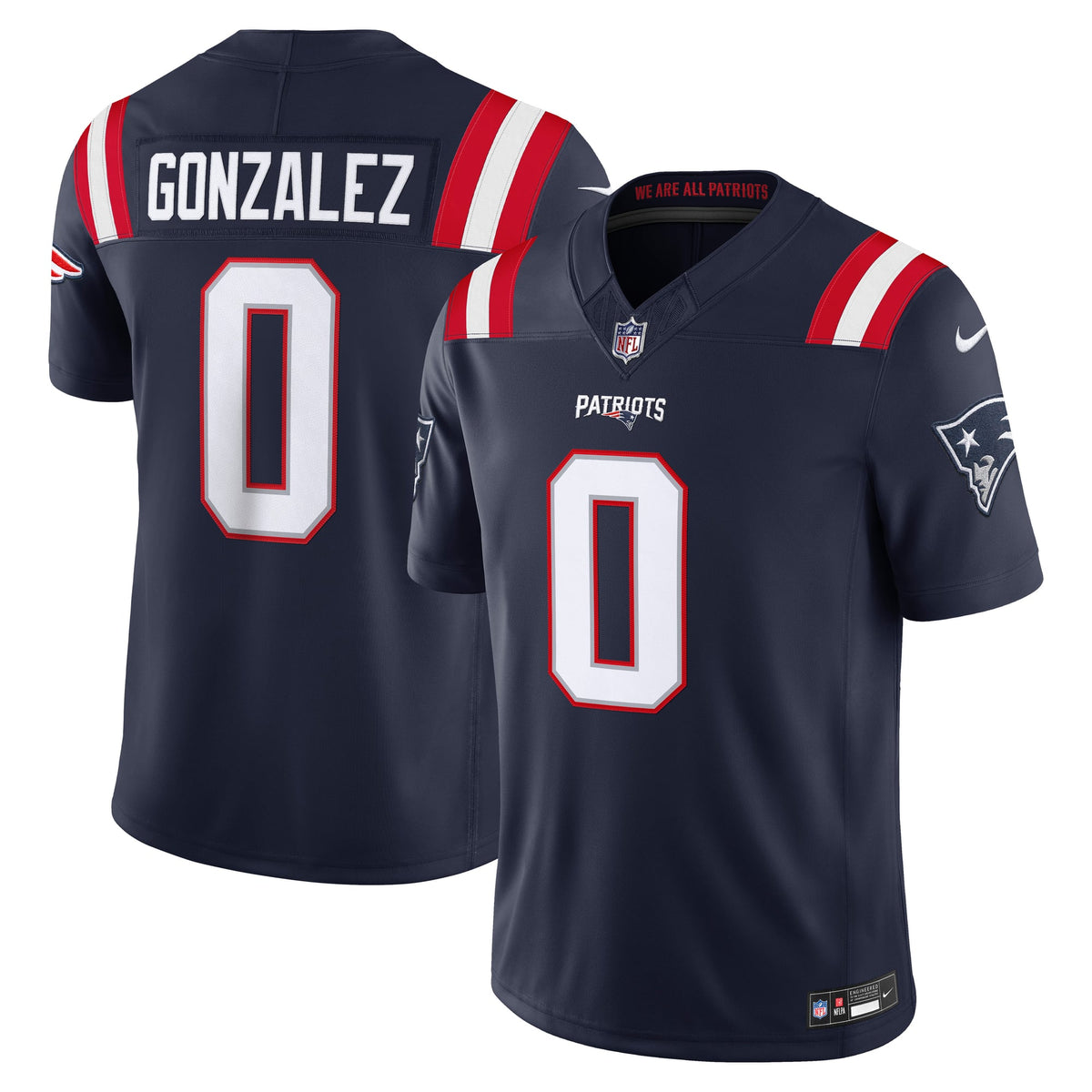 Men's New England Patriots Christian Gonzalez Nike White Vapor F.U.S.E. Stitched Limited Jersey