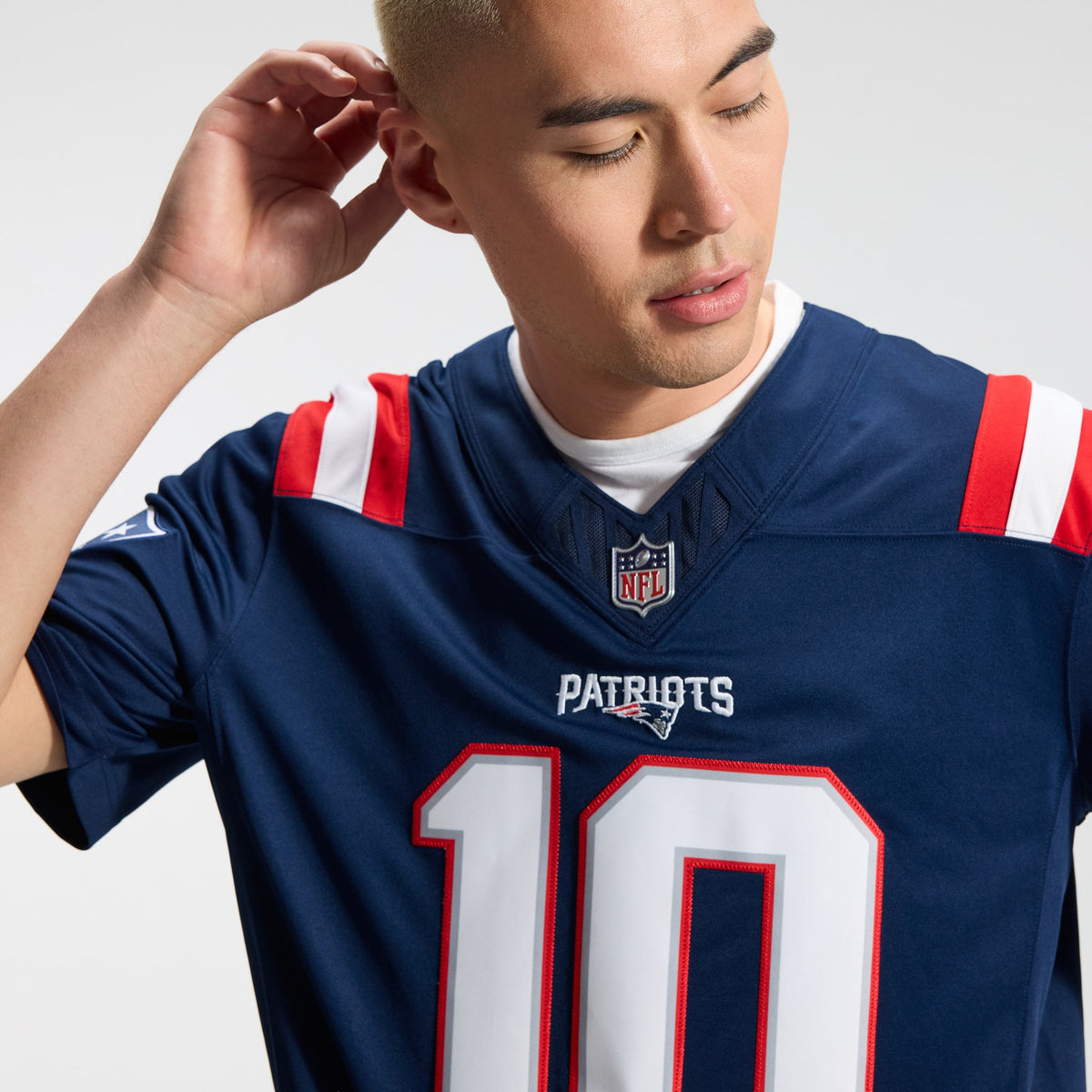 Men's New England Patriots Drake Maye Nike Navy Team Vapor F.U.S.E. Stitched Limited Jersey