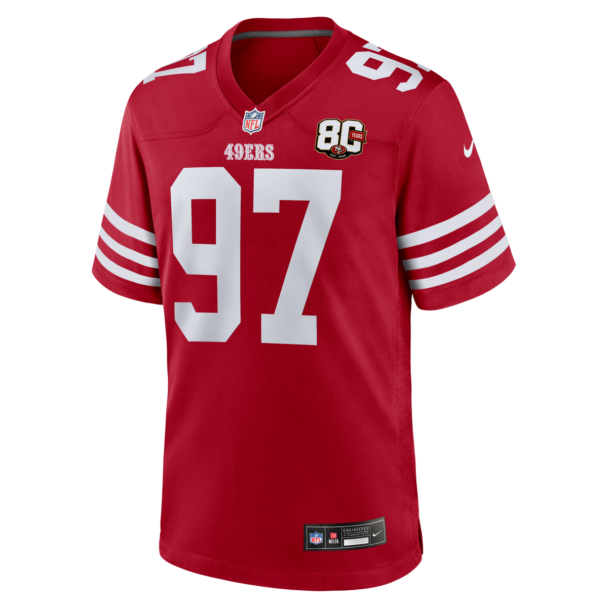Men's San Francisco 49ers Nick Bosa Nike White 80th Anniversary Game Jersey