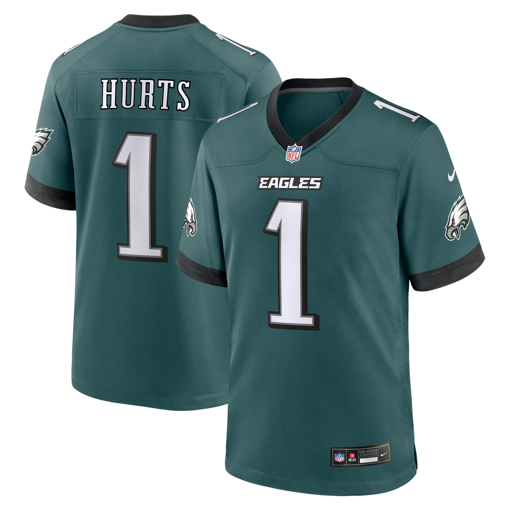 Men's Philadelphia Eagles Jalen Hurts Nike  Midnight Green Team Game Jersey