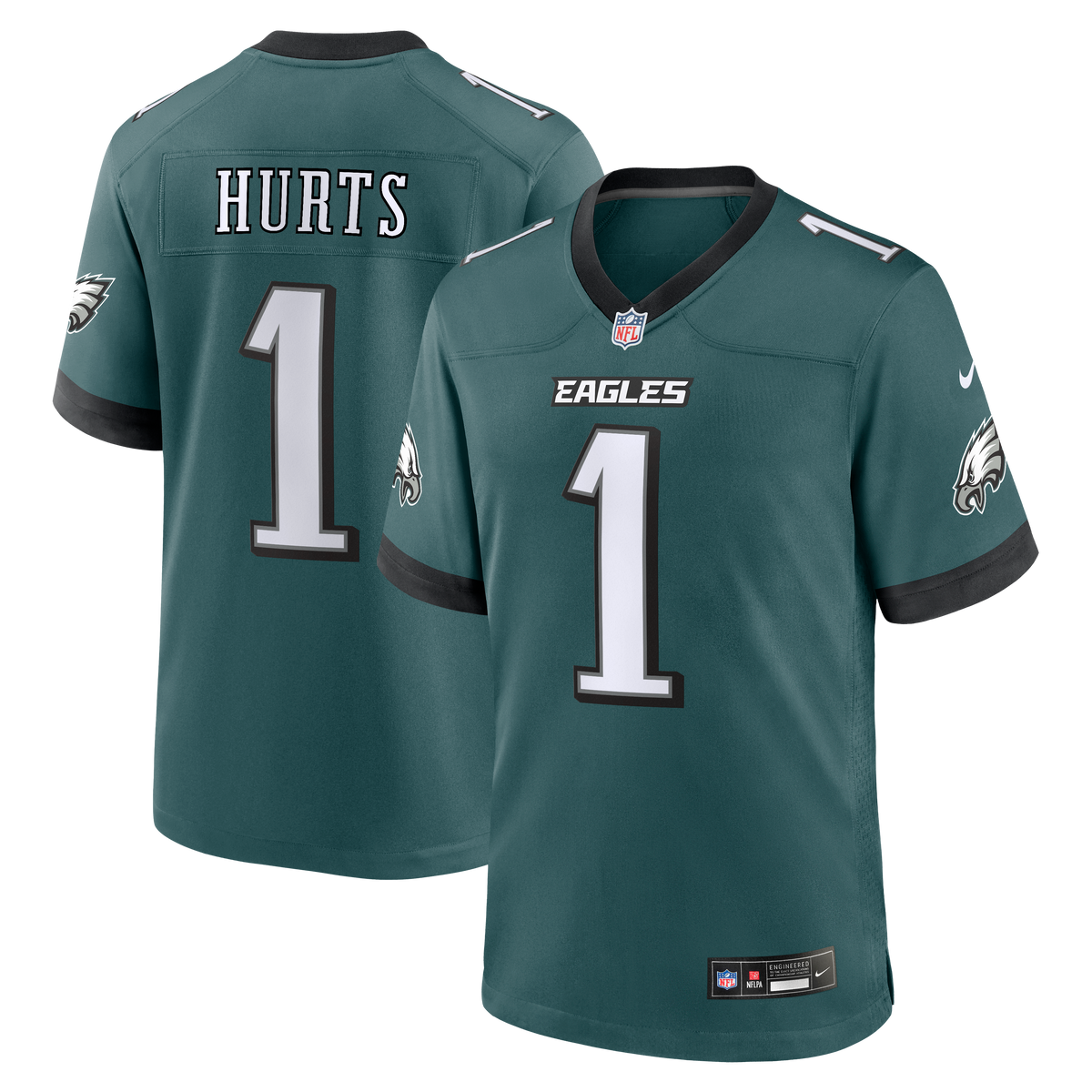 Men's Philadelphia Eagles Jalen Hurts Nike  Midnight Green Team Game Jersey