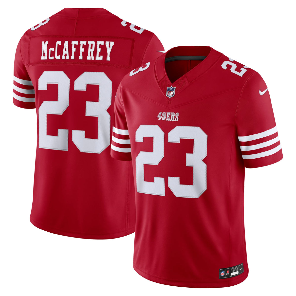 Men's San Francisco 49ers Christian McCaffrey Nike White Alternate Vapor F.U.S.E. Stitched Limited Jersey