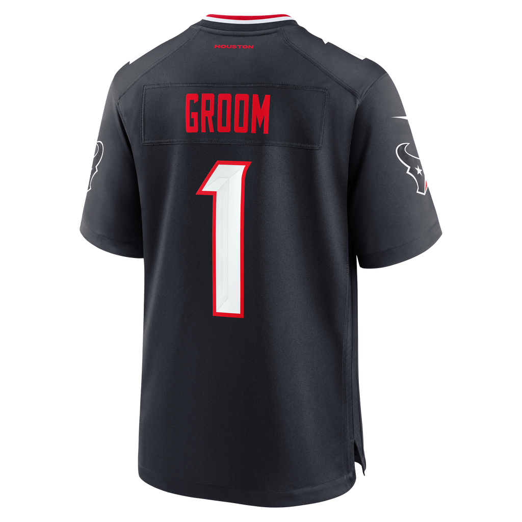 Men's Houston Texans Number 1 Groom Nike Navy Game Jersey