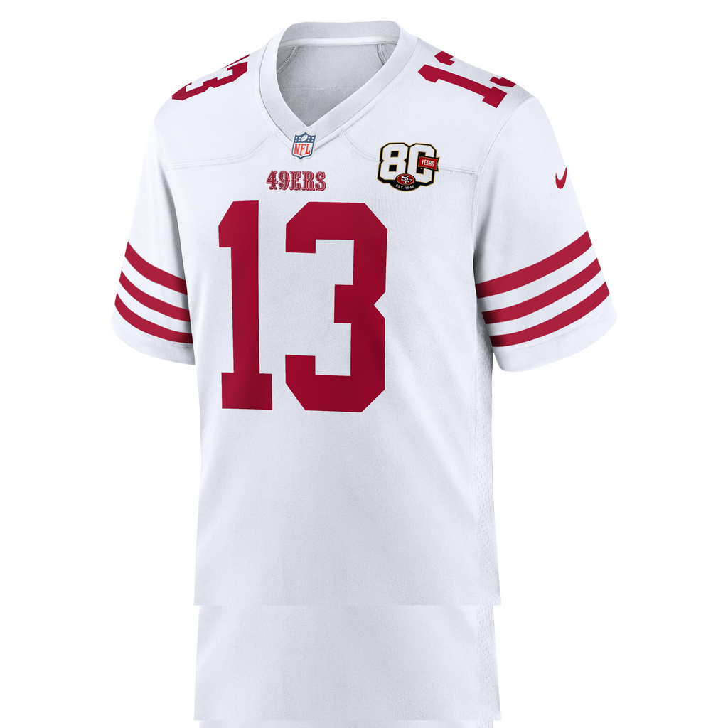 Men's San Francisco 49ers Brock Purdy Nike White 80th Anniversary Game Jersey