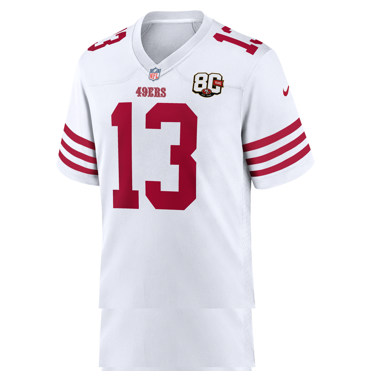 Men's San Francisco 49ers Brock Purdy Nike White 80th Anniversary Game Jersey