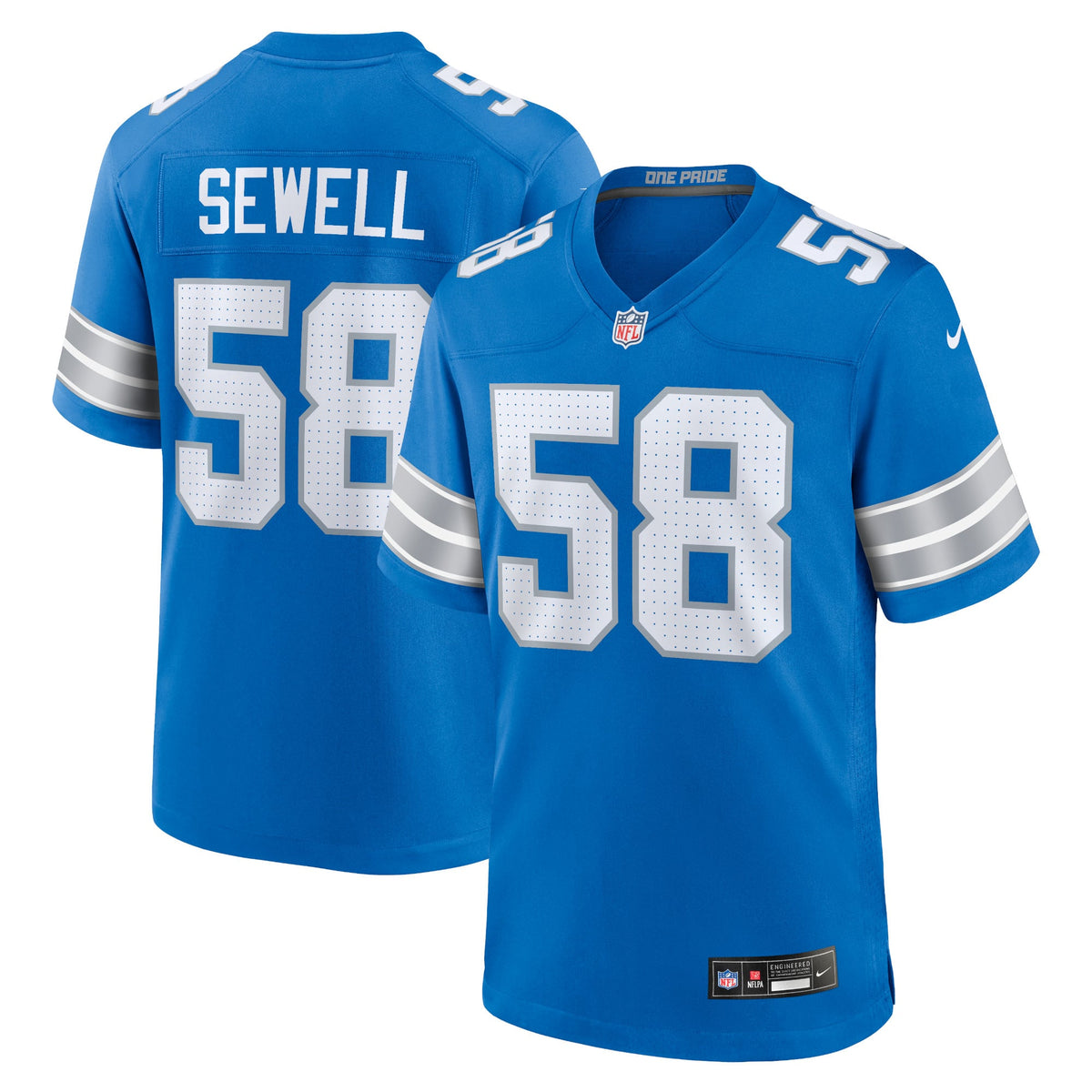 Men's Detroit Lions Penei Sewell Nike Black 2nd Alternate Game Jersey