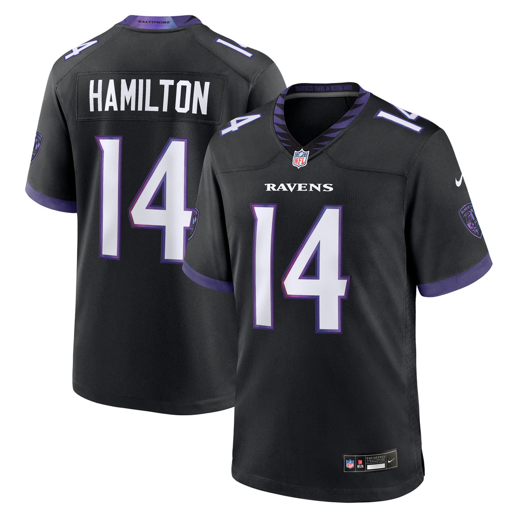 Men's Baltimore Ravens Kyle Hamilton Nike Black Alternate Game Jersey