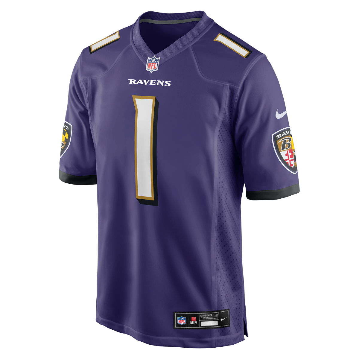 Men's Baltimore Ravens Number 1 Dad Nike Purple Game Jersey