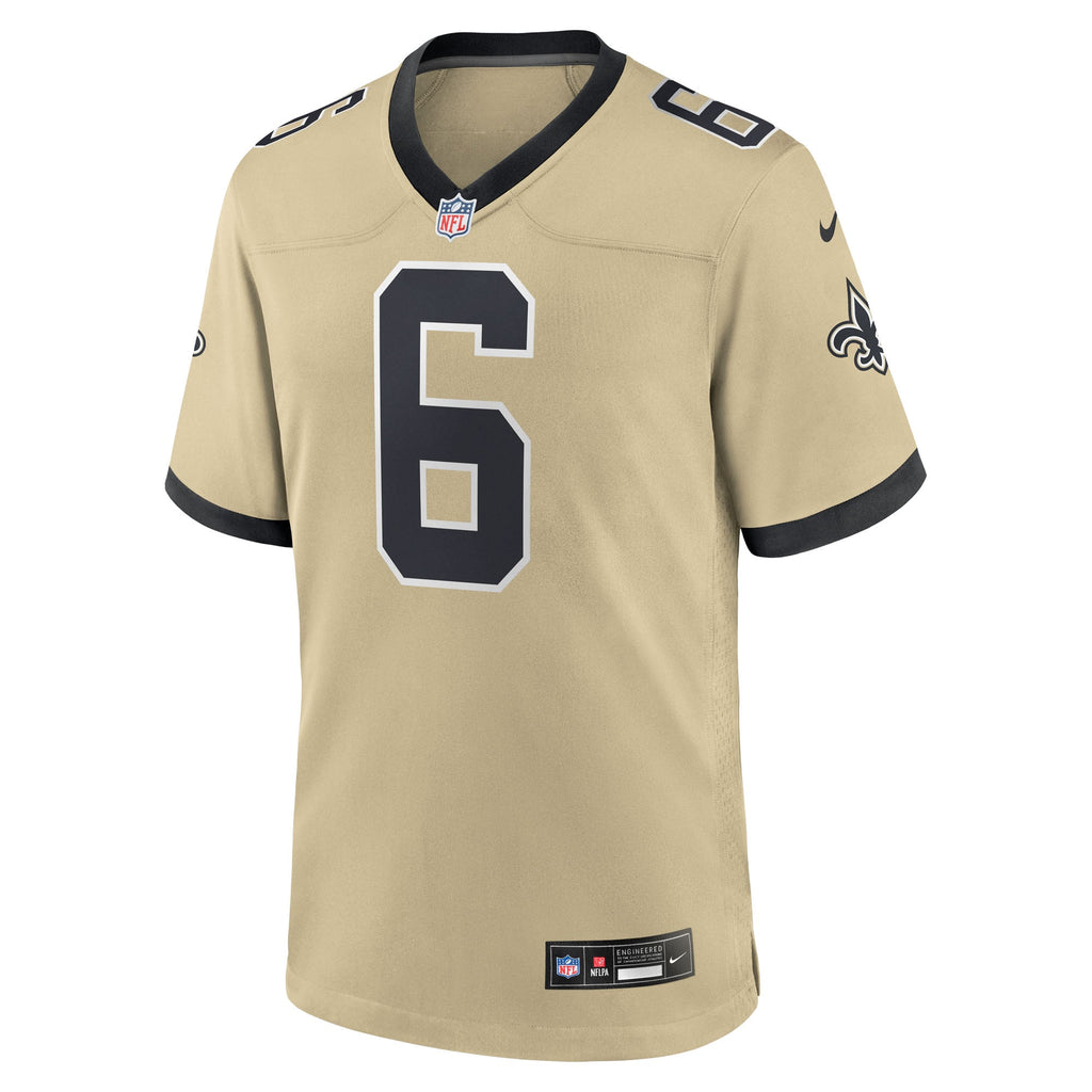 Men's New Orleans Saints Tyler Shough Nike Gold Alternate Game Player Jersey