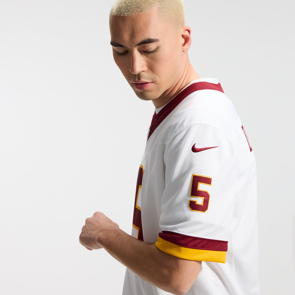 Men's Washington Commanders Jayden Daniels Nike White Vapor F.U.S.E. Stitched Limited Jersey