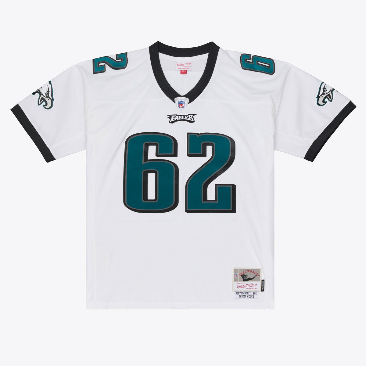 Men's Philadelphia Eagles Jason Kelce Mitchell & Ness White Big & Tall 2011 Legacy Replica Player Jersey