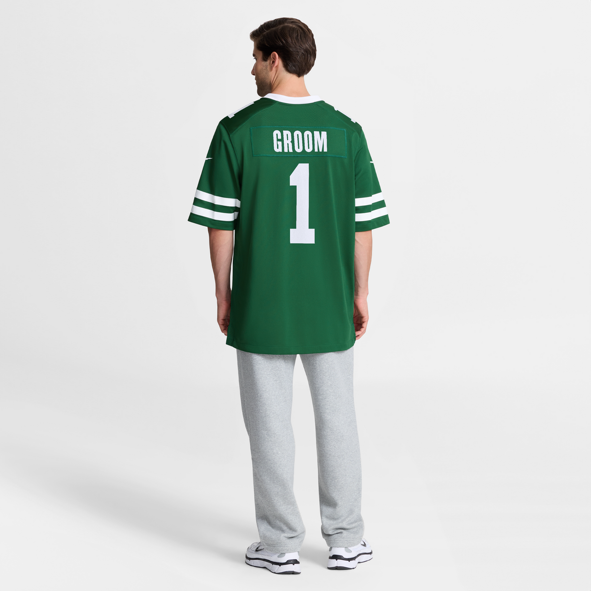 Men's New York Jets Number 1 Groom Nike Legacy Green Game Jersey