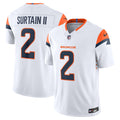 Men's Denver Broncos Pat Surtain II Nike White Vapor F.U.S.E. Stitched Limited Jersey