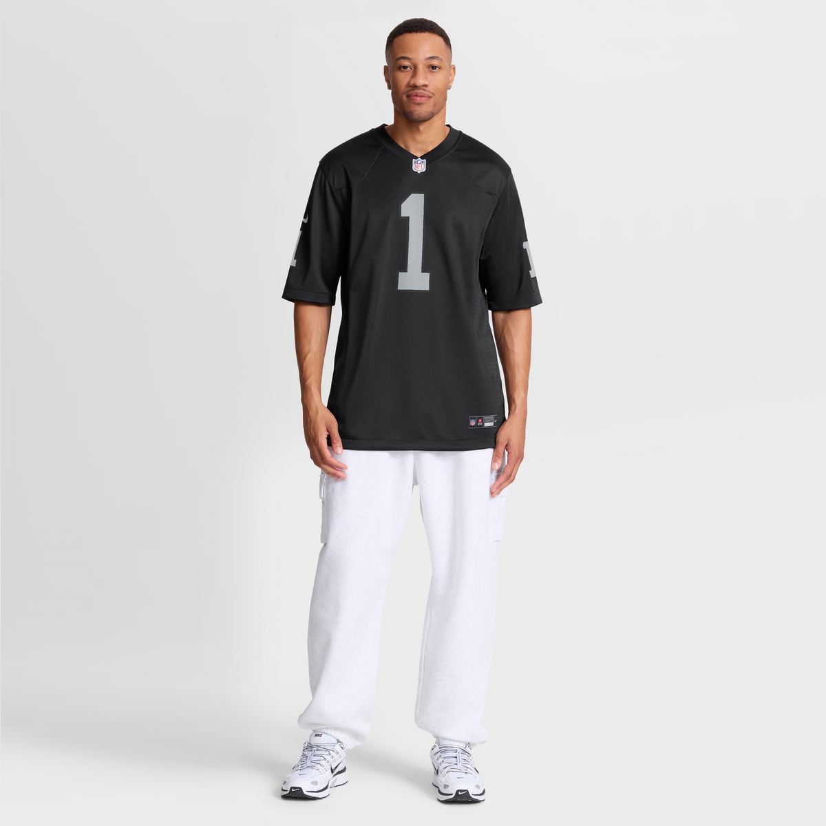 Men's Las Vegas Raiders Number 1 Dad Nike Black Game Jersey