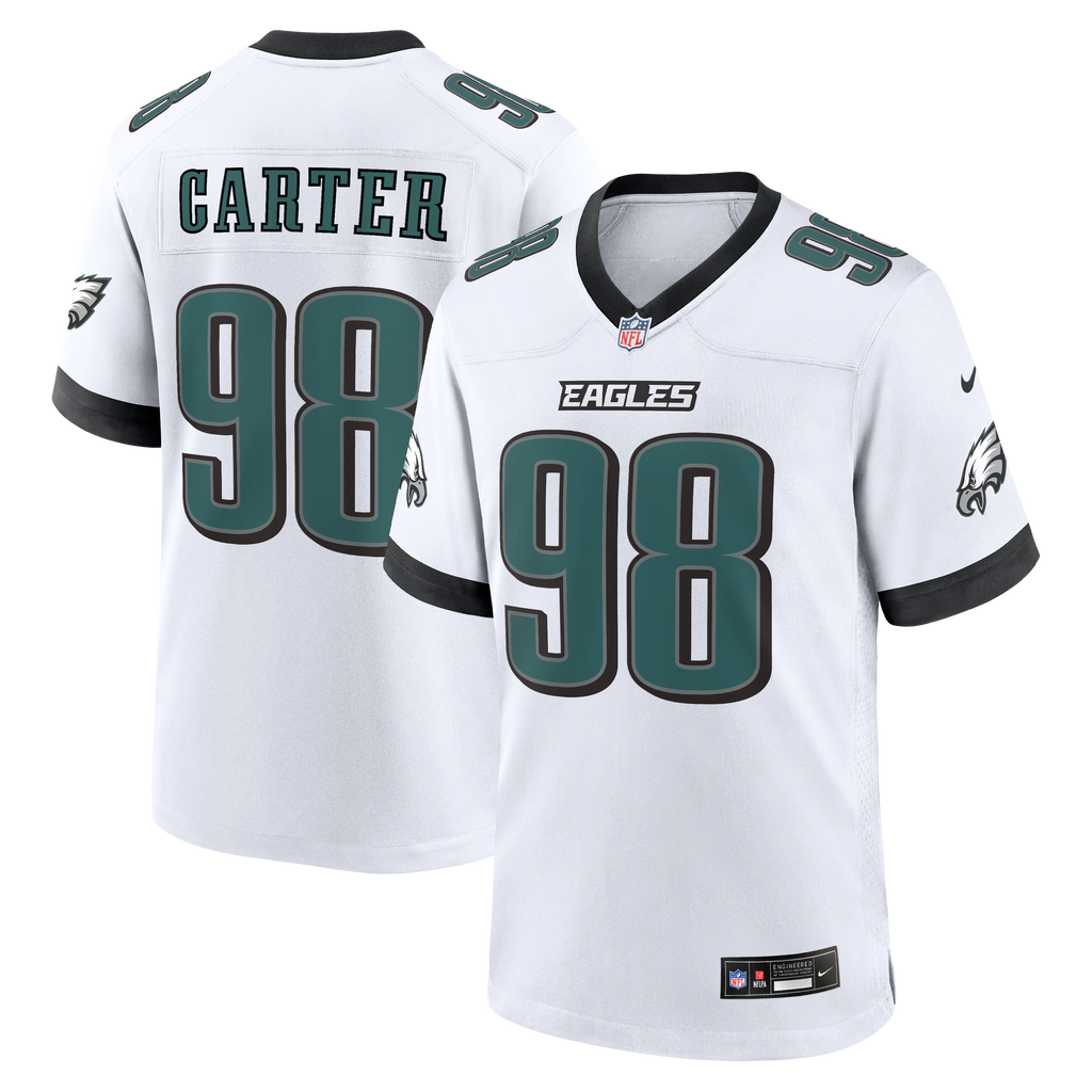 Men's Philadelphia Eagles Jalen Carter Nike White Game Jersey