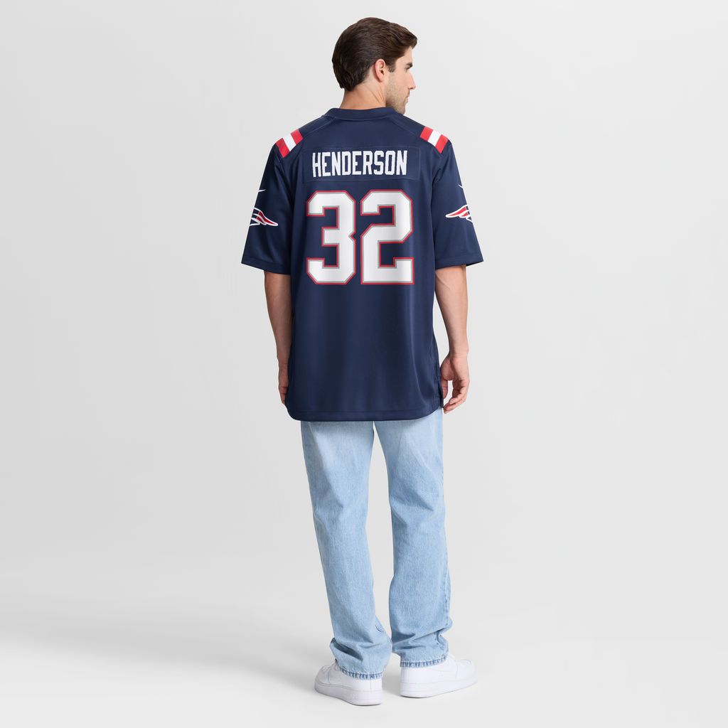 Men's New England Patriots TreVeyon Henderson Nike Navy 2025 NFL Draft Game Jersey