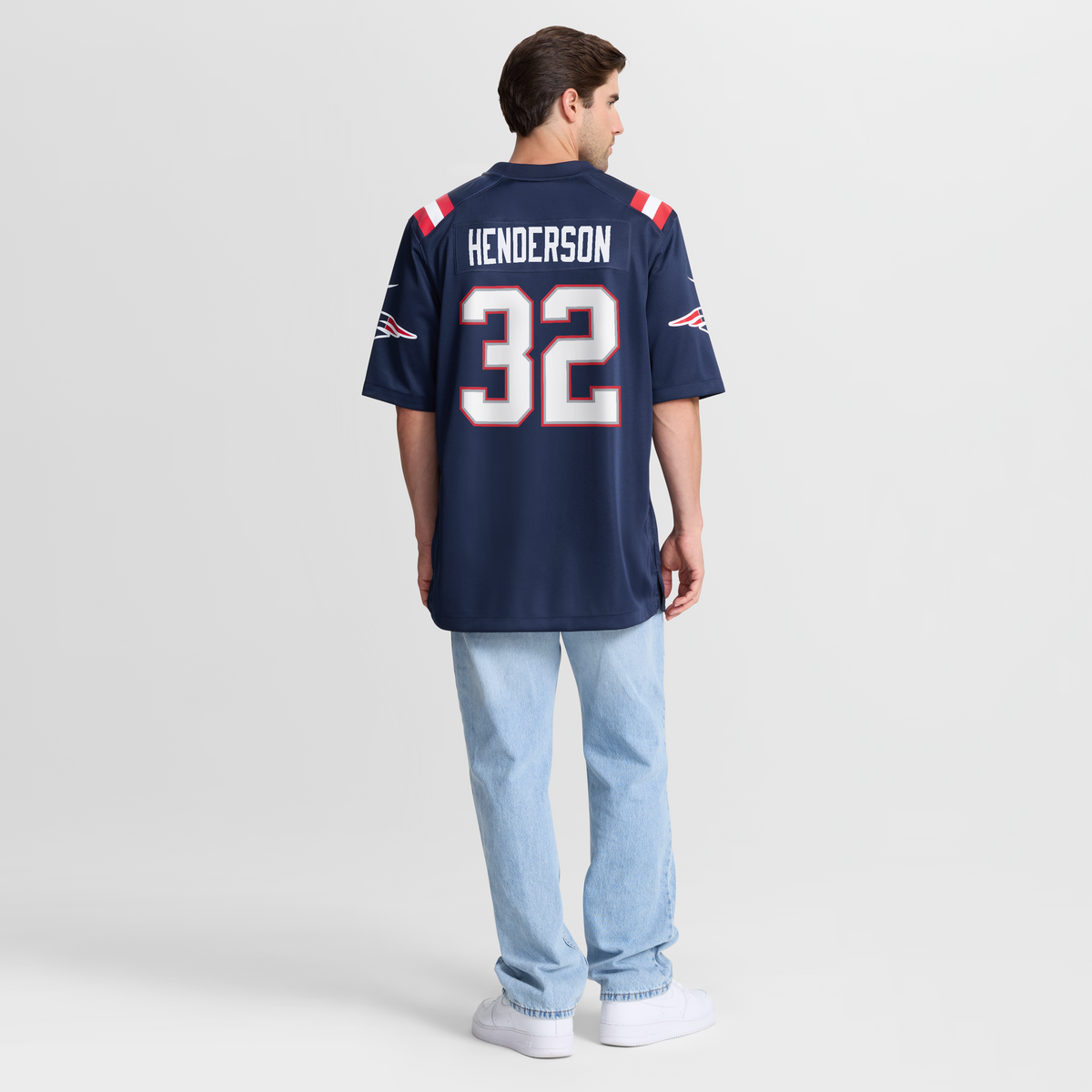 Men's New England Patriots TreVeyon Henderson Nike Navy 2025 NFL Draft Game Jersey
