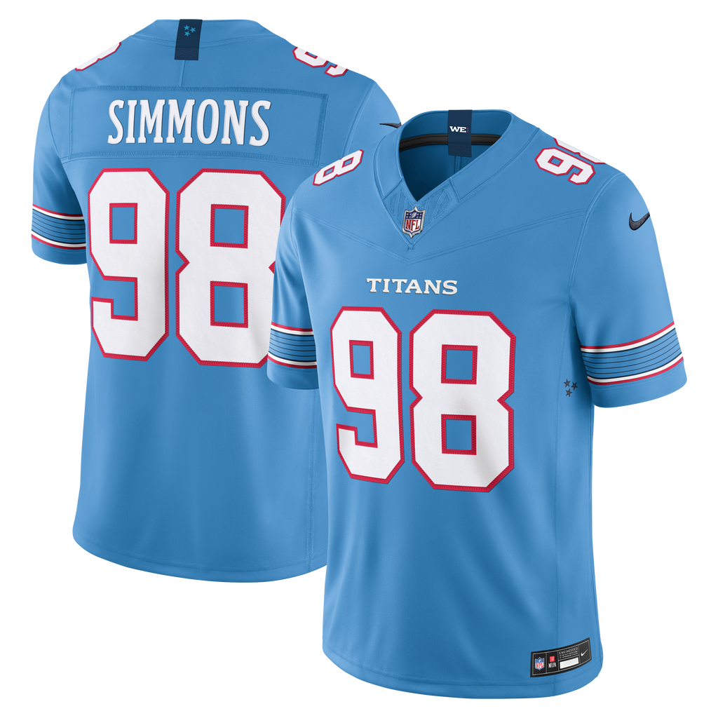 Men's Tennessee Titans Jeffery Simmons Nike Light Blue Team Vapor F.U.S.E. Stitched Limited Jersey