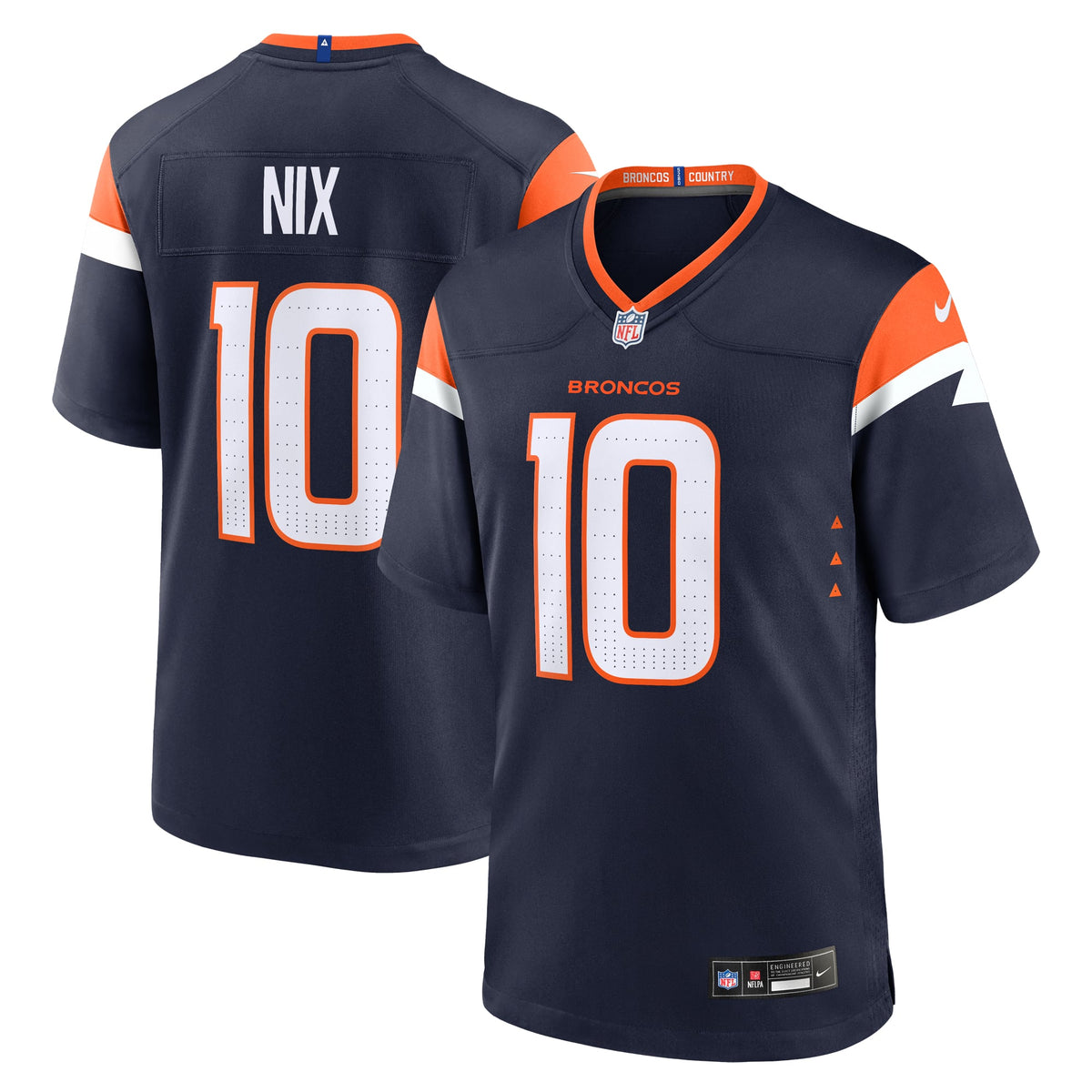 Men's Denver Broncos Bo Nix Nike  Navy Alternate Game Jersey