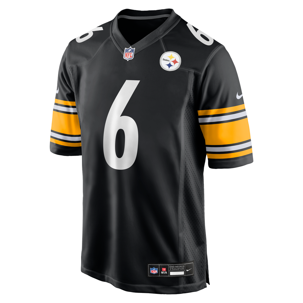 Men's Pittsburgh Steelers Patrick Queen Nike Black Game Player Jersey