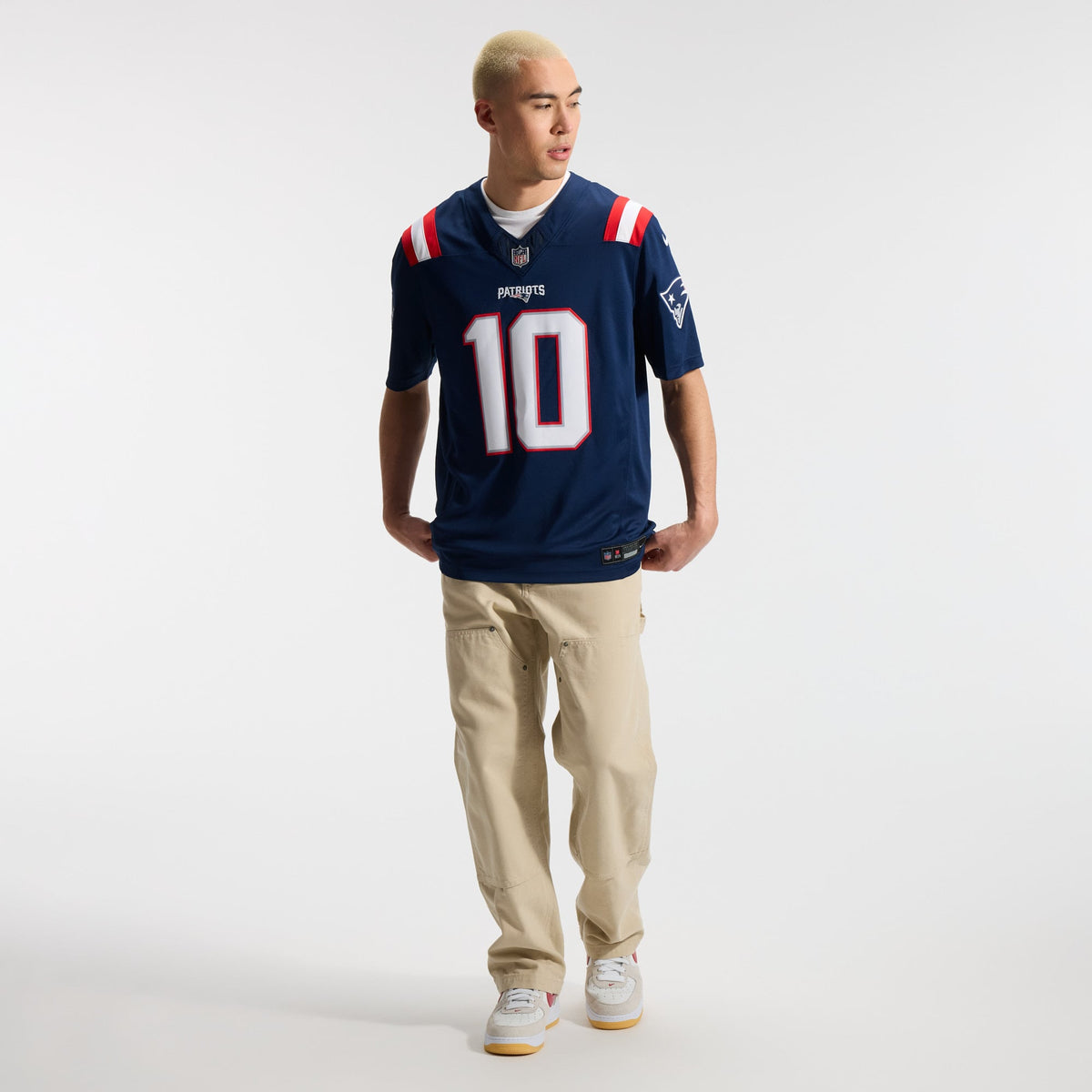 Men's New England Patriots Drake Maye Nike Navy Team Vapor F.U.S.E. Stitched Limited Jersey