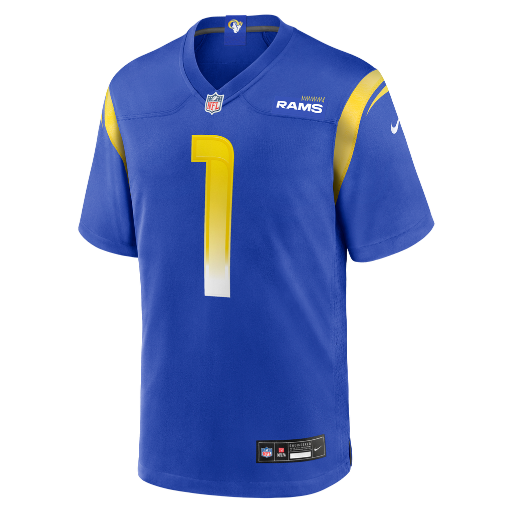 Men's Los Angeles Rams Number 1 Dad Nike Royal Game Jersey